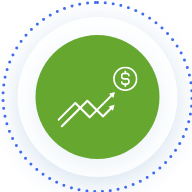 Green circle with graph and dollar sign icon